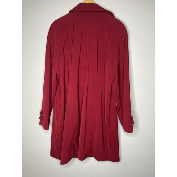 LONDON FOG Women's Long Red Water Resistant Trench Coat 1XL Button Up - Picture 9 of 11